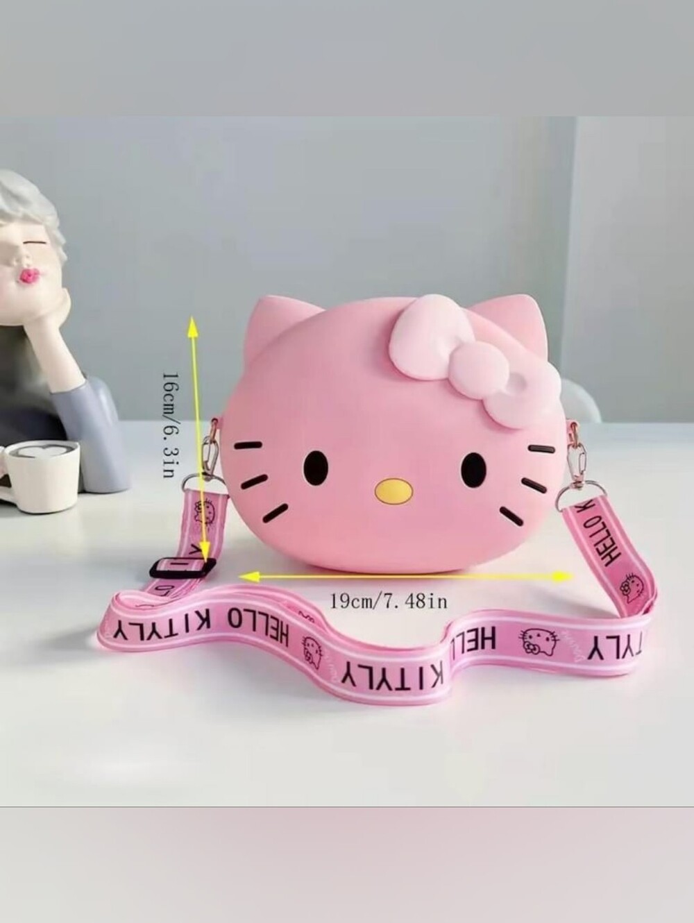 Hello Kitty Pink Silicone Face Crossbody Bag with Bow